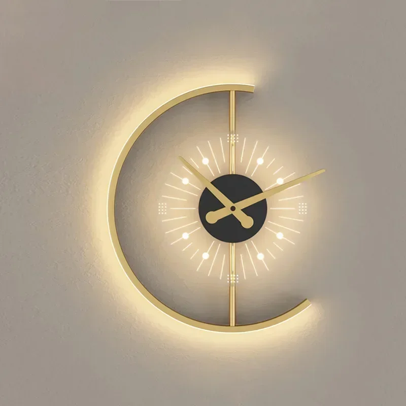 Lighting Home Decor Wall Clocks - Modern LED Duvar Lambası Saat Apliği