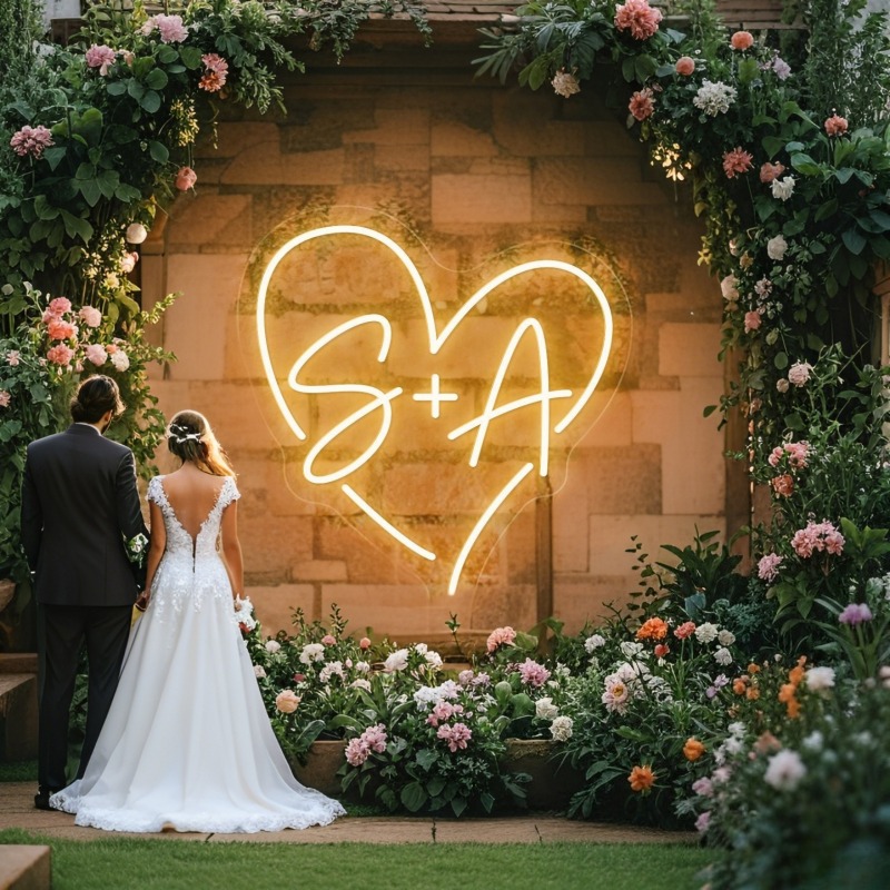 Wedding Lighting And Decor - Özel Harfleri Kalp LED Neon Burcu,