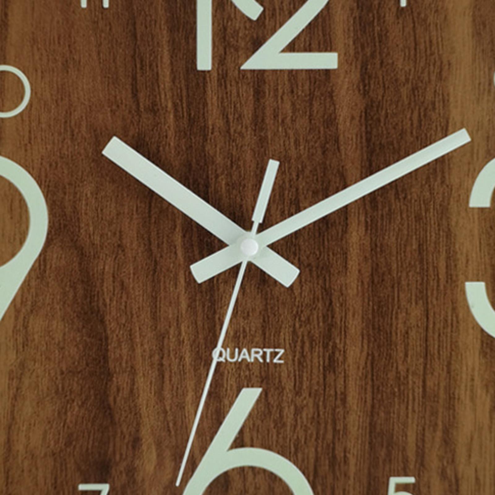 Lighting Home Decor Wall Clocks - 30cm Kare Duvar Saati, Aydınlık Ahşap
