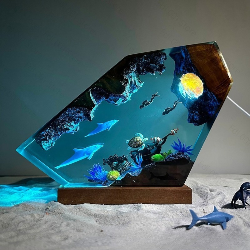 Yunus ve Kaplumbağa Reçine Gec - Lighting World Decor incelemesi ve fiyatı