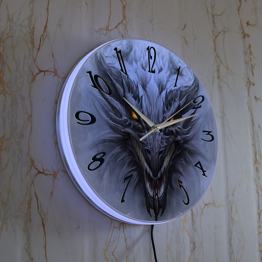 Gotik Kötü Ejderha Kafası Aydı - Lighting Home Decor Wall Clocks incelemesi ve fiyatı