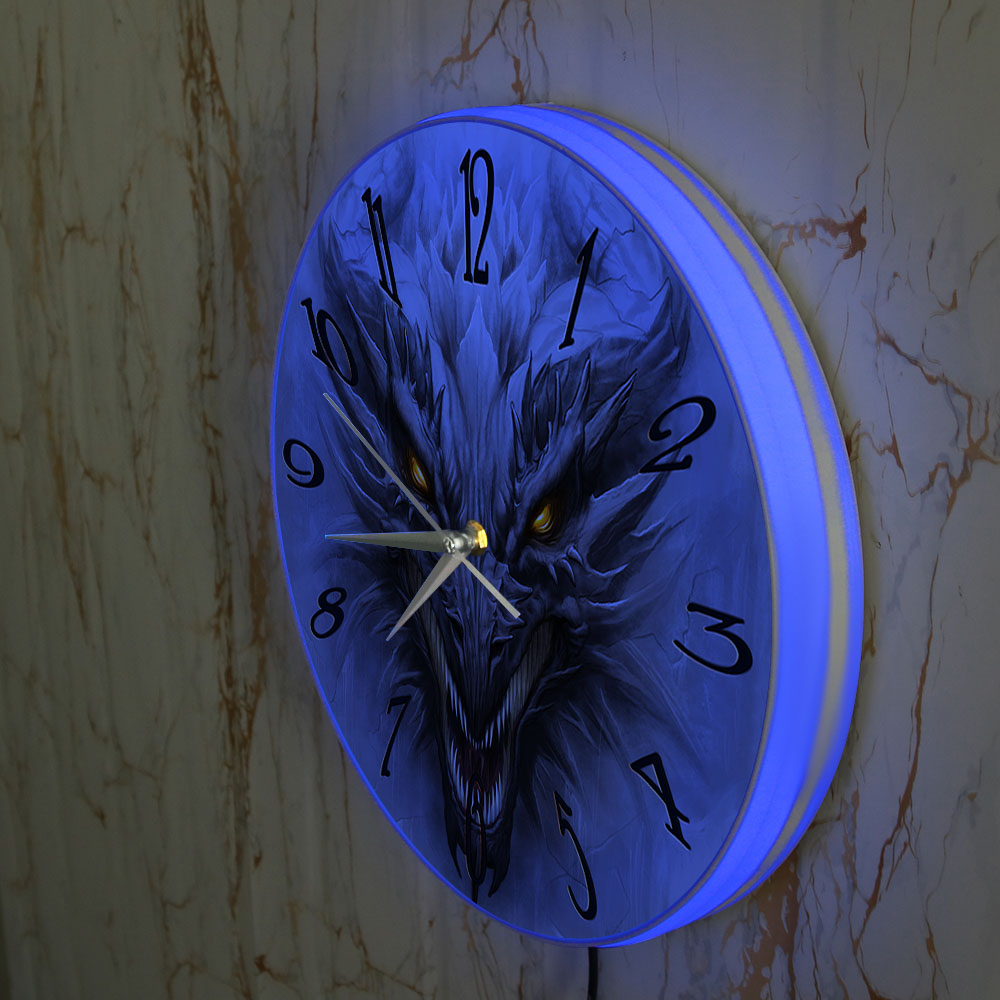 Gotik Kötü Ejderha Kafası Aydı - Lighting Home Decor Wall Clocks incelemesi ve fiyatı