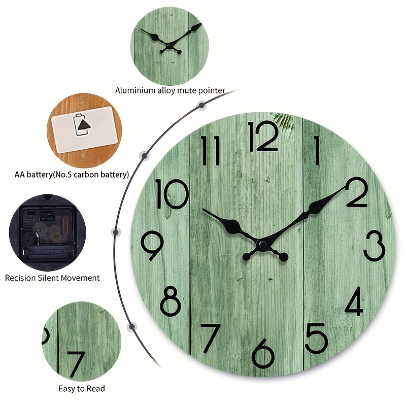 Açık Yeşil Ahşap Desenli Yuvar - Lighting Home Decor Wall Clocks incelemesi ve fiyatı