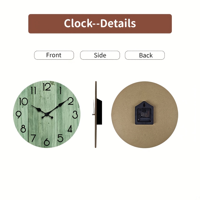 Açık Yeşil Ahşap Desenli Yuvar - Lighting Home Decor Wall Clocks incelemesi ve fiyatı