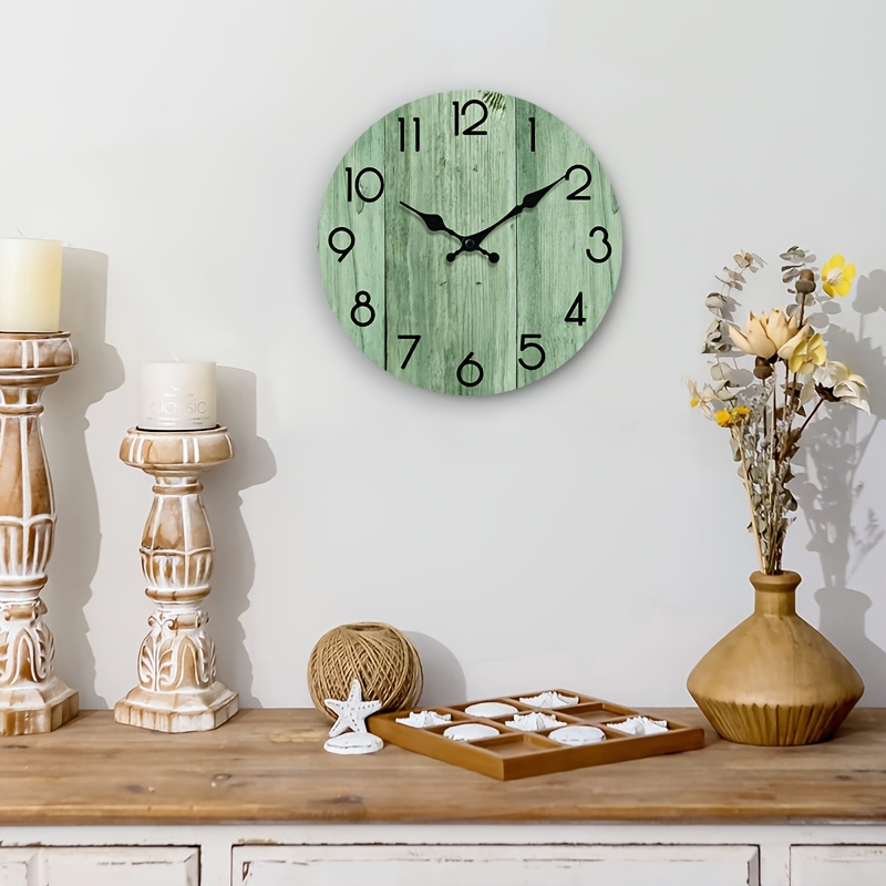 Açık Yeşil Ahşap Desenli Yuvar - Lighting Home Decor Wall Clocks incelemesi ve fiyatı